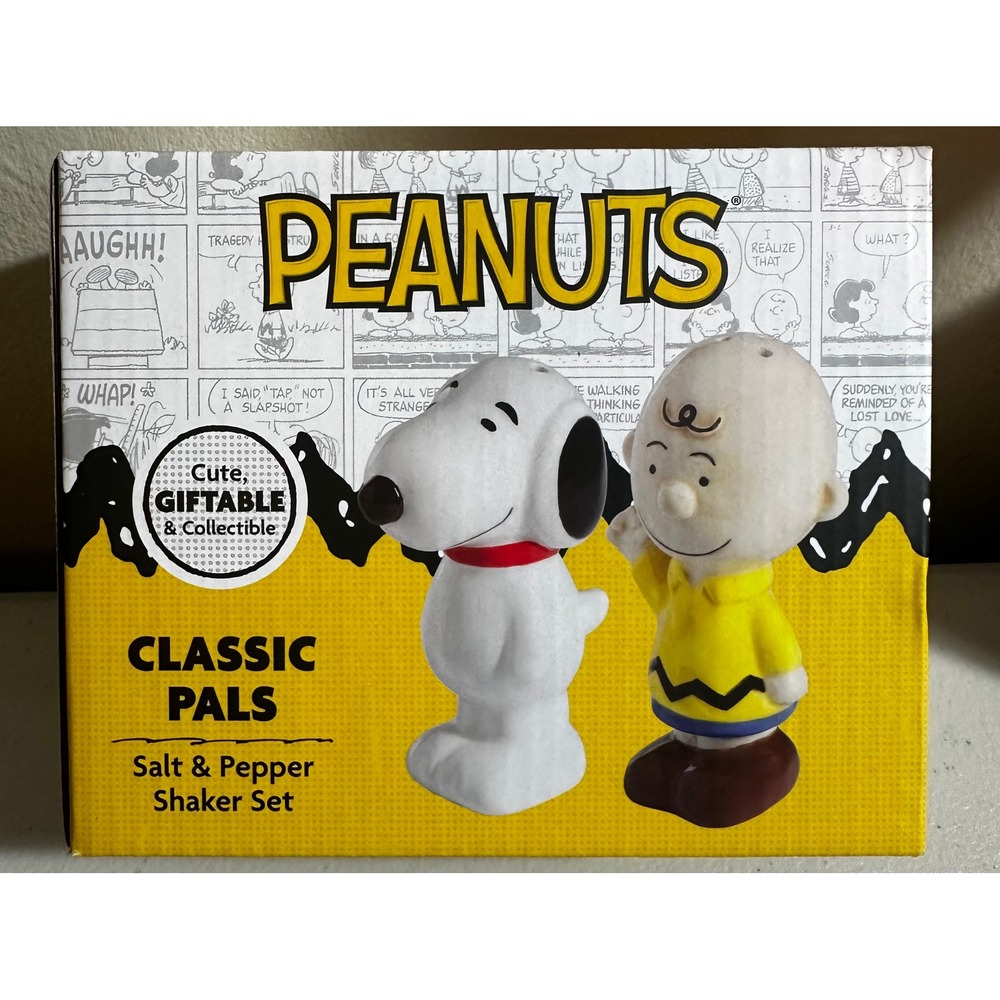 Peanuts Snoopy Charlie Brown Salt Pepper Shakers NIB Retro Kitchen Home Decor